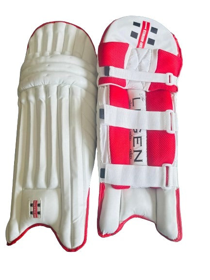 Grey Nicholls Premium High Quality Cricket Pads - White Red